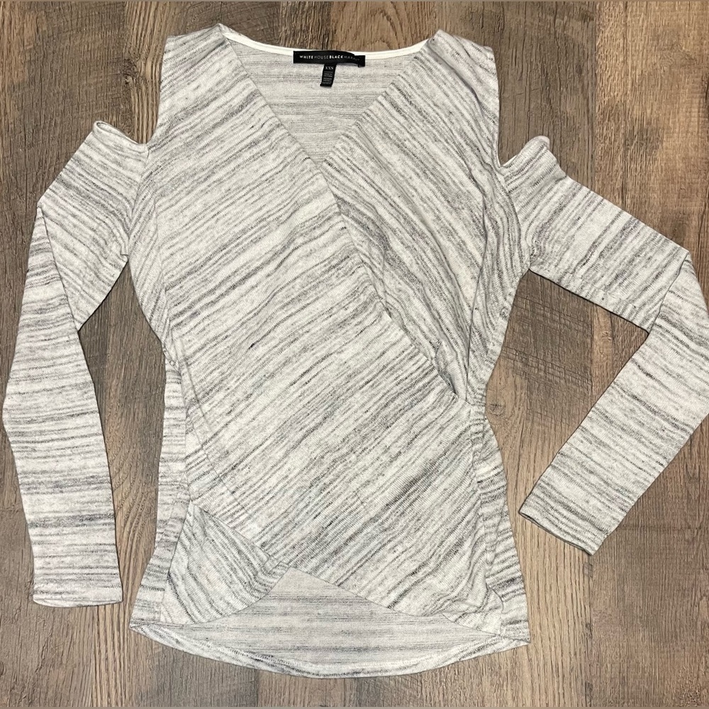 WHBM cold‎ shoulder wrap sweater, size XXS